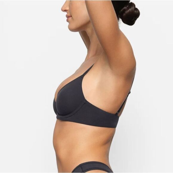 NWT SKIMS Fits Everybody Unlined Demi Bra In Onyx Black Bra - Picture 2 of 8